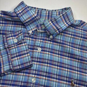 Ralph Lauren Slim Fit Stretch Oxford Mens XLT Multicolor Plaid Long Sleeve Shirt